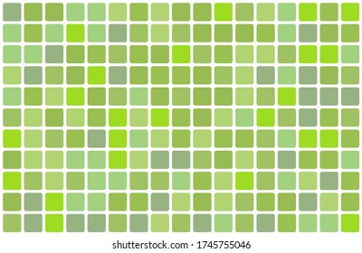 Random pattern of squares filled with shades of green with white rounded borders