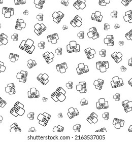 Random pattern of sushi in dark color on white background with mini doodles(icons). Vector Illustration.