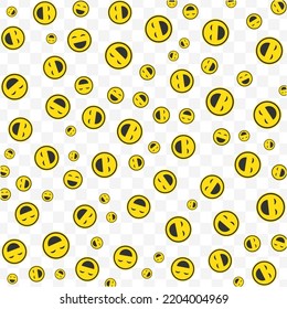 Random pattern of very smile emoticons in yellow color on transparent background with mini doodles(icons). Vector Illustration - Powered by Shutterstock - Get 15% off with code: PIKWIZARD15
