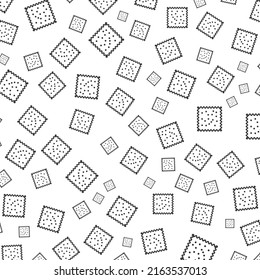 Patrón aleatorio de wafer en color oscuro sobre fondo blanco con mini doodles (íconos). Ilustración vectorial.