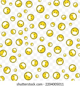 Random pattern of wearing a mask emoticons in yellow color on transparent background with mini doodles(icons). Vector Illustration