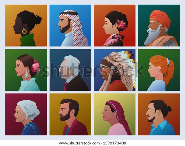 Random People Different Cultures Races Faces Stock Vector (Royalty Free