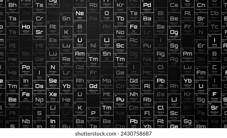 Random Periodical Chemical Elements Background. Education Science Chemistry Physics Backdrop. Vector Illustration.