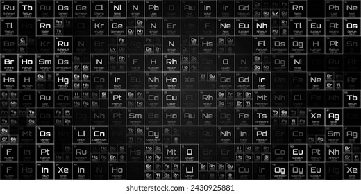Random Periodical Chemical Elements Background. Education Science Chemistry Physics Backdrop. Vector Illustration.