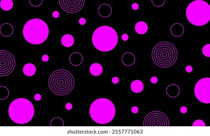 Random Pink Circle Pattern with Black background
