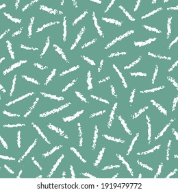 Random placed distressed strokes, lines seamless pattern with sage green background.