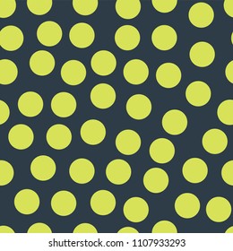 Random placed polka dots lime on dark blue seamless vector pattern. Part of my "Fruits" collection.