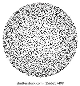Random point in pixel art style on white background. Abstract graphic element. Vector illustration. Abstract pattern with random dots. Decorative round ornament. Dots pattern. Stipple art.
