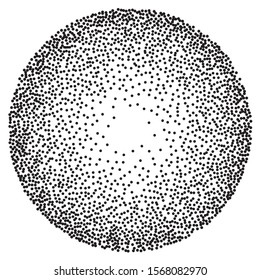 Random point in pixel art style on white background. Abstract graphic element. Vector illustration. Abstract pattern with random dots. Decorative round ornament. Dots pattern. Stipple art.