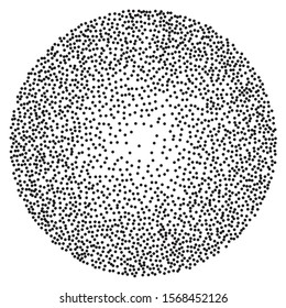 Random point in pixel art style on white background. Abstract graphic element. Vector illustration. Abstract pattern with random dots. Decorative round ornament. Dots pattern. Stipple art.