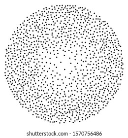 Random point in pixel art style on white background. Abstract graphic element. Vector illustration. Abstract pattern with random dots. Decorative round ornament. Dots pattern. Stipple art.