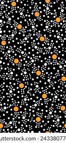 random polka dot design with two colors and there are several types of dots of different sizes