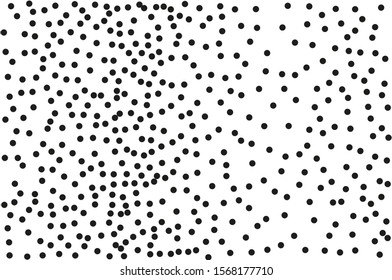 Random polka dots on white background. Elegant black circles. Vector isolated. Black dots. Fashion design. Vector business template. Decoration element. Dotted pattern.