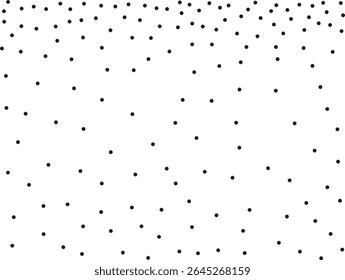 Zufällige Polka-Punkte auf weißem Hintergrund. Elegante schwarze Kreise. Vektor einzeln. Schwarze Punkte. Modedesign. Vektorgeschäftsvorlage. Dekorelement. Gestricheltes Muster.