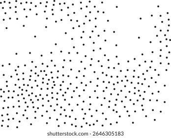Random polka dots on white background. Elegant black circles. Vector isolated. Black dots. Fashion design. Vector business template. Decoration element. Dotted pattern.