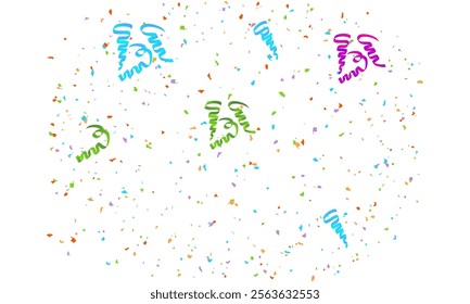 Random poly Shape Symbol on white background, Multi colored Random Shape Spread confetti design. celebration template.