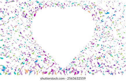 Random poly Shape Symbol on white background, Multi colored Random Shape Spread confetti design. celebration template.