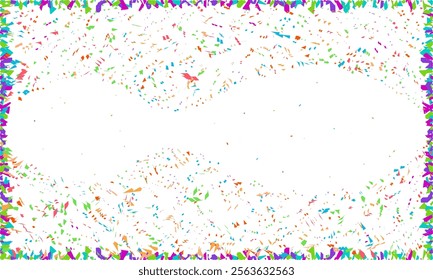 Random poly Shape Symbol on white background, Multi colored Random Shape Spread confetti design. celebration template.