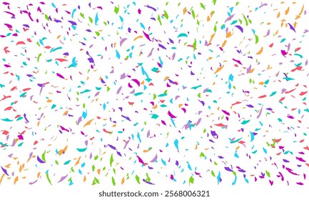 Random poly Shape Symbol on white background, Multi colored Random Shape Spread confetti design. celebration template.