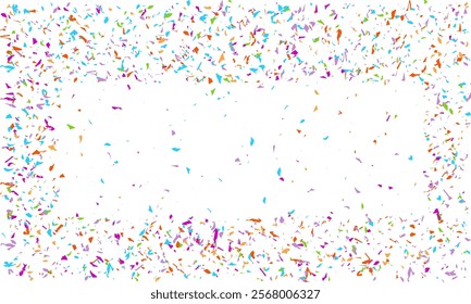 Random poly Shape Symbol on white background, Multi colored Random Shape Spread confetti design. celebration template.