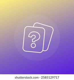 random question icon with cards, line vector