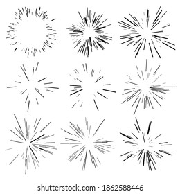 Random radial lines Comic effect. Fireworks, sparkle illustration