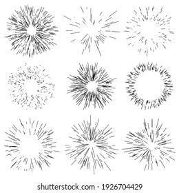 Random radial lines comic effect. Fireworks, sparkle illustrative element