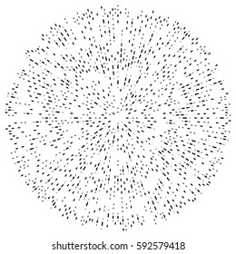 Random radial lines explosion effect. Radiating stripes circular pattern