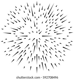 Random radial lines explosion effect. Radiating stripes circular pattern