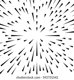 Random radial lines explosion effect. Radiating stripes circular pattern