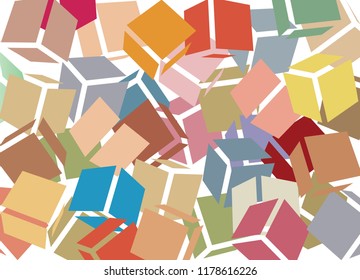 Random rotated cubes based colorful modern pattern