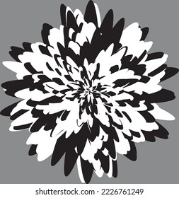 Random rotated monochrome ellipses intertwined, creating modern, symbolic flower like leafy image