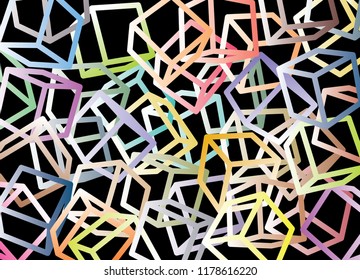 Random rotated outlined cubes based multi color gradients creating modern pattern