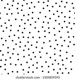 Puntos dispersos aleatorios, fondo abstracto en blanco y negro. Patrón vectorial sin problemas. Patrón de puntos de polka blanco y negro. Fondo de confeti de la celebración.