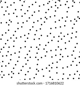 Random scattered dots, abstract black and white background. Seamless vector pattern. Black and white polka dot pattern. Celebration confetti background. Vector illustration