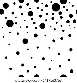 Random scattered dots, abstract black and white background. Seamless vector pattern. Minimalist trendy abstract polka dot pattern on a light background. Celebration confetti background.