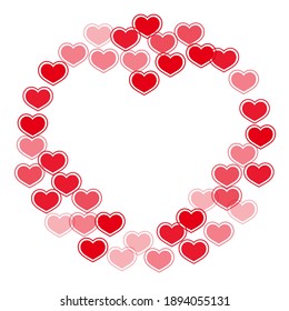 Random scattered hearts falling vector illustration. Modern holiday banner backdrop. Framed hearts love emotion symbols isolated on transparent background. Romantic event lovely decor.