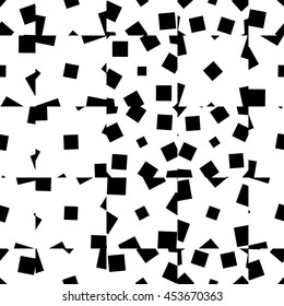 Random scattered squares repeatable abstract geometric pattern. Monochrome background