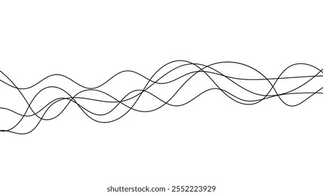 Random scribble chaotic pattern lines. Decorative random scribble pattern with tangled curved lines. Abstract wavy linear background outlines random chaotic lines vector illustration.