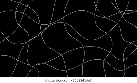 Random scribble chaotic pattern lines. Decorative random scribble pattern with tangled curved lines. Abstract wavy linear background outlines random chaotic lines vector illustration.