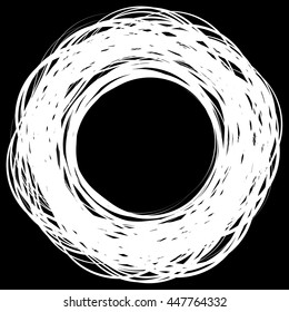 Random scribble circles. Concentric circles in a hand drawn style. Abstract circular element.