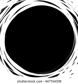 Random scribble circles. Concentric circles in a hand drawn style. Background / frame with abstract circular element.