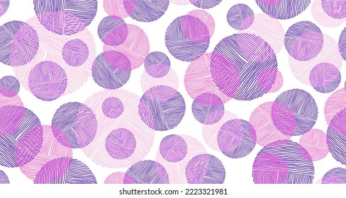 Random scribble round shapes of lines seamless pattern vector design. Wallpaper print. Bubbles doodling. Group of circles scribbling. Circular scratch shapes of scribble lines doodle pattern.