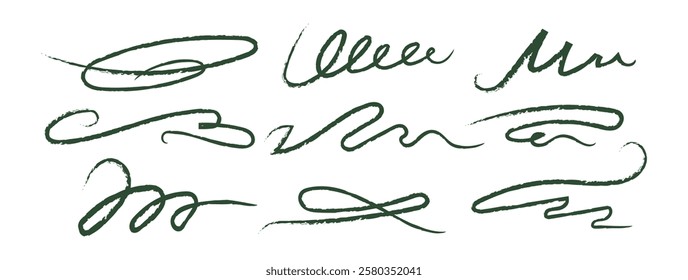 Random scribble squiggle and scrawl in pencil or ink hand-drawn vector illustration. Freehand autograph design, abstract underline, emphasis signature,  unique texture, playful manuscript-style stroke