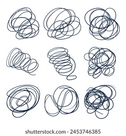 Random Scribbles Set. Hand Drawn Scribbles Doodle Vector Set. Ink Pen Drawing Doodles.