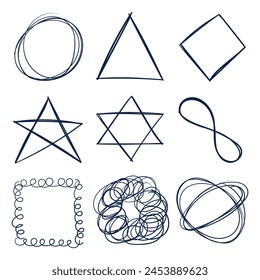 Random Scribbles Set. Hand Drawn Scribbles Doodle Vector Set. Ink Pen Drawing Doodles.