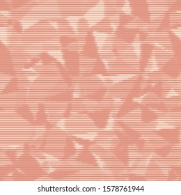 Random seamless blush pink triangle pattern. Distressed Techno pop geo angles graphic. Funky infinite mess. Repeat vector swatch. Looks like make up