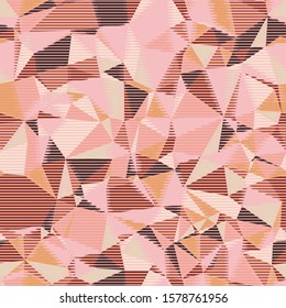 Random seamless blush pink triangle pattern. Distressed Techno pop geo angles graphic. Funky infinite mess. Repeat vector swatch. Looks like make up