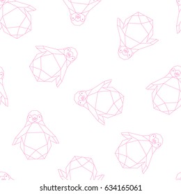 Random seamless pattern with geometrical shaped penguin.
