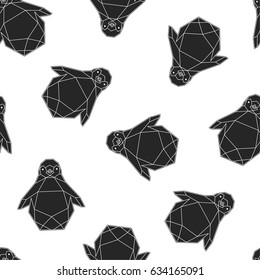 Random seamless pattern with geometrical shaped penguin.